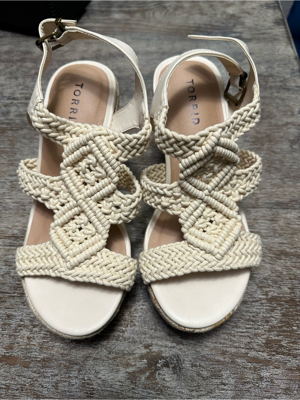 torrid NWOT Cream Braided Macramé Ankle-Strap Sandals